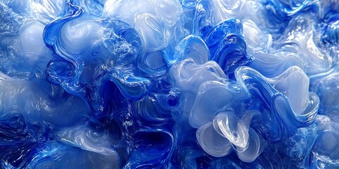 Wall Mural - Abstract blue swirls resembling fluid motion.