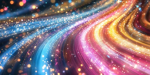 Wall Mural - Colorful abstract light trails with sparkles.