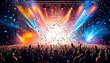 © Bills-Images - Concert crowd with colorful stage lights and confetti