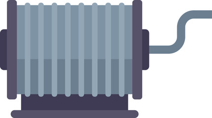 Poster - metal cable drum winch holding steel wire rope on white background