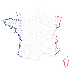 Wall Mural - white map of France, symbol icon, isolated