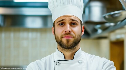 Poster - A man in a chef's uniform with his arms crossed, AI