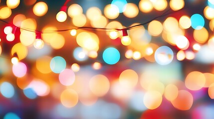 Poster - A vibrant, colorful festival lights background with a clear area for text