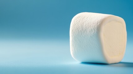 Wall Mural - A marshmallow on a blue background with white and yellow, AI