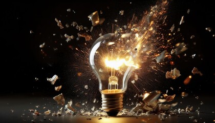 Shattering Light Bulb with Sparks and Explosions