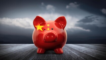 Wall Mural - China-themed Piggy Bank Symbolizing Savings