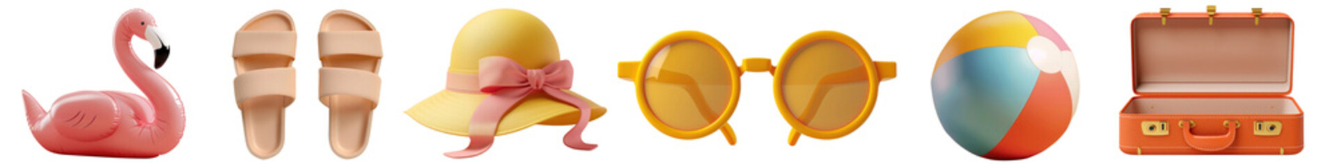 3d summer png cut out element set