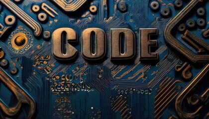 Poster - Code on Circuit Board Background