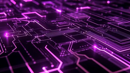 Aufkleber - Futuristic neon purple circuit board pattern with glowing pathways