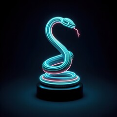 Wall Mural - snake on a black background. 3D rendering. Neon lights