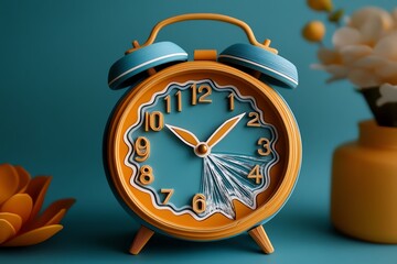 Poster - Geometric design of a broken clock, with soft lines representing the irreversible nature of time lost to mistakes