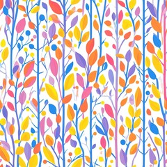 Poster - Vibrant and colorful abstract leaf pattern in a seamless design perfect for print and web backgrounds. 