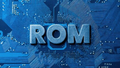  - ROM Technology on Digital Circuit Board Background