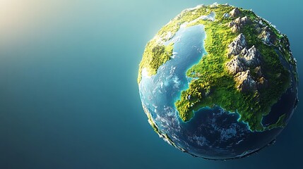a detailed 3d render of earth in a blue space