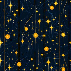 Wall Mural - starry night sky in a seamless pattern.