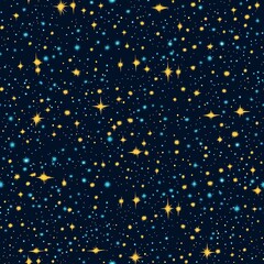 Wall Mural - starry night sky in a seamless pattern.