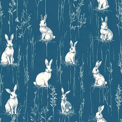 Poster - Seamless Pattern with rabbits 