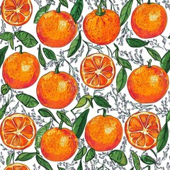 Canvas Print - Seamless Pattern with oranges. 