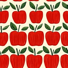 Poster - Seamless Pattern with cute apples. 