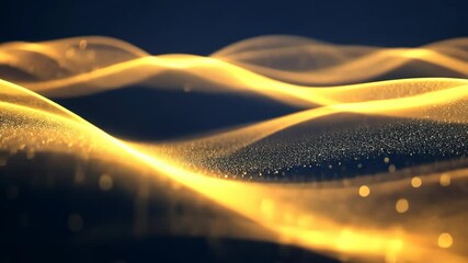 Poster - golden light waves on dark background, abstract art concept