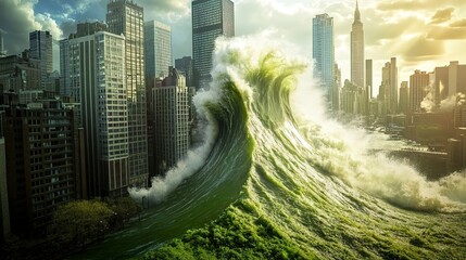 Wall Mural - Monetary Tsunami: Fantasy Concept Illustrating Economic Turmoil 