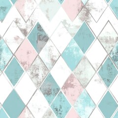 Poster - minimal pastel colored seamless geometric pattern with grungy artistic design. 