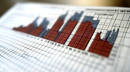 Poster - Inflation and tax concept Rising inflation rates graph, selective focus, blured 