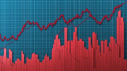 Poster - Financial crisis business market graph with growth money price arrow inflation coin percent or crash global finance chart and economy stock currency risk trade diagram on economy.  