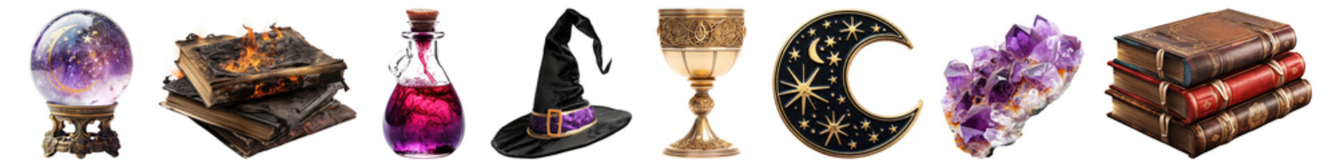 Wall Mural - wizard magic item png cut out element set