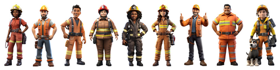 3D jobs character  png cut out element set