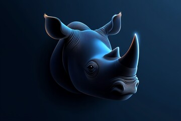Poster - Minimalist icon of a rhinoceros horn, with smooth lines and simple gradients representing the strength and beauty of this endangered animal