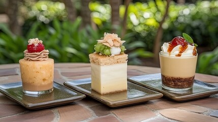 Bright, juicy desserts from various cultures--colorful mochi, rich tiramisu, and fresh fruit tarts--all looking deliciously inviting.