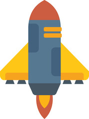 Poster - modern spaceship design blasting off on a white background
