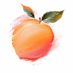 Wall Mural - Illustration of an Orange Peach with Leaves