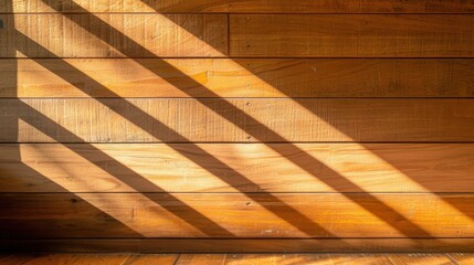 Poster - Warm Wooden Wall with Natural Light Shadows