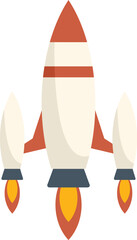 Poster - illustration of a space rocket flying upwards with fire coming out of its three thrusters