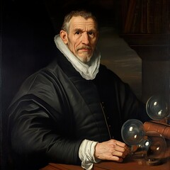 Wall Mural - Portrait of a Scholar with Globes and Books