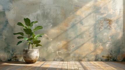 Poster - Serene Indoor Plant with Textured Background