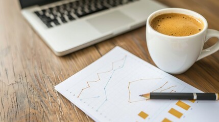 Poster - Coffee, Laptop, and Charts for Business Analysis