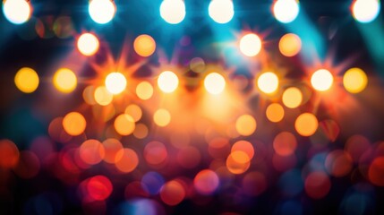 Canvas Print - Colorful Bokeh Lights on Stage Background for Events