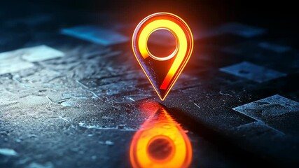 Poster - Glowing location pin on digital surface