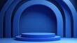 © LouvrianDesign - Background vector 3d blue rendering with podium and minimal blue stage scene, product abstract background 3d rendering abstract stage shape blue pastel podium. Stage 3d for product in podium scene