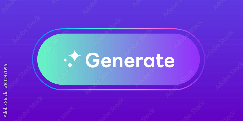 Generate AI button, Artificial Intelligence rainbow colorful Gradient ...