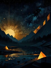 Wall Mural - Abstract Grungy Space Moonscape