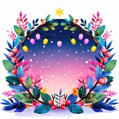 Sticker - Colorful Kawaii Christmas Lights in Festive Design