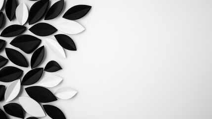 Wall Mural - Abstract black and white leaves on a white background, elegant modern design.