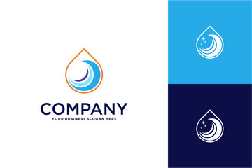 Wall Mural - wave logo design with drops