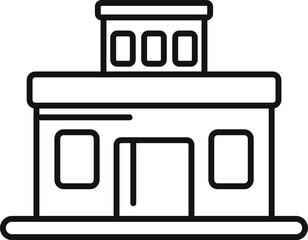 Poster - simple line icon representing a modern building, perfect for projects related to architecture, urban