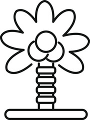 Poster - this line art drawing depicts a kinetic flower sculpture with its petals spinning in the wind