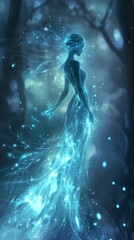 Poster - A female form made from blue energy. 